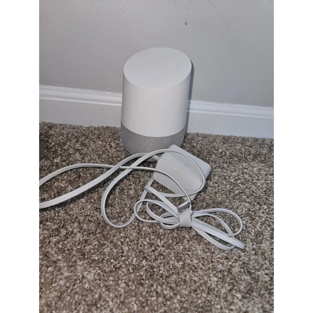 Google Home Smart Speaker White Slate Fabric Base Model A4R-HOME with Power Cord